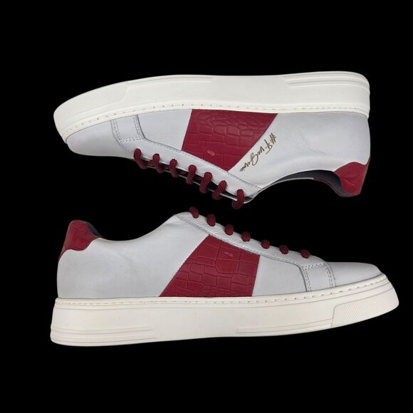 Gernie 613\'s Low Athletic Sneakers White Maroon Leather Lace Up Mens Size 11